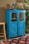 Bright Blue Vintage Cupboard <p>W:91cm D:42.5cm H:136cm </p>