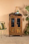 Wooden Vintage Glazed Cabinet <p>W:83cm D:43cm H:145cm </p>
