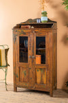 Wooden Vintage Glazed Cabinet <p>W:83cm D:43cm H:145cm </p>