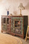 Carved & Painted Vintage Sideboard with Tiles <p>W:194cm D:44cm H:124cm </p>