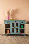 Light Blue Vintage Sideboard <p>W:129cm D:45cm H:93cm </p>
