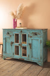 Light Blue Vintage Sideboard <p>W:129cm D:45cm H:93cm </p>
