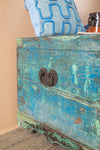 Vintage Blue Wooden Chest <p>W:94cm D:61cm H:57cm </p>