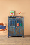 Vintage Blue Display Cabinet <p>W:99cm D:44cm H:126cm </p>