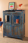Vintage Blue Display Cabinet <p>W:99cm D:44cm H:126cm </p>
