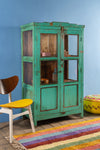 Turquoise Vintage Display Cabinet <p>W:94cm D:47cm H:157cm </p>