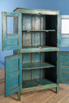 Blue, Red & White Vintage Cupboard <p>W:79cm D:38cm H:151cm </p>
