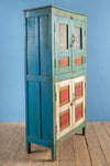 Blue, Red & White Vintage Cupboard <p>W:79cm D:38cm H:151cm </p>