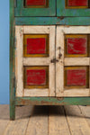 Blue, Red & White Vintage Cupboard <p>W:79cm D:38cm H:151cm </p>