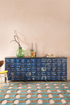Dark Blue Vintage Drawer Unit <p>W:217cm D:36cm H:86cm </p>