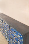 Dark Blue Vintage Drawer Unit <p>W:217cm D:36cm H:86cm </p>