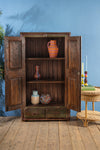 Vintage Green Carved Almirah <p>W:84cm D:34cm H:153cm </p>