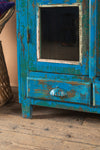 Blue Vintage Cabinet with Painted Glass <p>W:77.5cm D:47cm H:143.5cm </p>