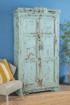Vintage Pale Blue Almirah <p>W:95cm D:38cm H:178cm </p>
