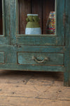 Vintage Teal Blue Display Cabinet <p>W:97cm D:49cm H:132cm </p>