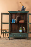 Vintage Teal Blue Display Cabinet <p>W:97cm D:49cm H:132cm </p>