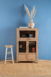 Cream Vintage Glazed Cabinet <p>W:75cm D:40cm H:124cm </p>