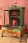 Colourful Vintage Temple Cabinet <p>W:71cm D:63cm H:101cm </p>