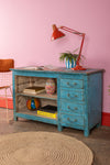 Blue Vintage Storage Unit <p>W:117cm D:51cm H:75cm </p>