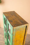 Vintage Green & Yellow Cabinet <p>W:65cm D:33cm H:127cm </p>
