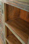 Light Blue Vintage Carved Cupboard & Shelves <p>W:175cm D:39cm H:128cm </p>