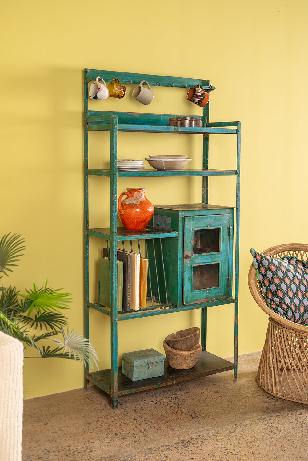 Blue Vintage Metal Kitchen Storage Unit <p>W:80cm D:31cm H:171cm </p>