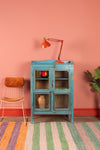 Light Blue Vintage Display Cabinet <p>W:85cm D:42cm H:123cm </p>