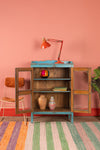 Light Blue Vintage Display Cabinet <p>W:85cm D:42cm H:123cm </p>