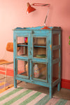 Light Blue Vintage Display Cabinet <p>W:85cm D:42cm H:123cm </p>