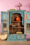 Ornate Light Blue Vintage Carved Almirah <p>W:83cm D:35cm H:139cm </p>