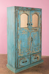 Ornate Light Blue Vintage Carved Almirah <p>W:83cm D:35cm H:139cm </p>