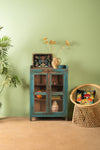 Teal Blue Vintage Display Cabinet <p>W:76cm D:36cm H:114cm </p>