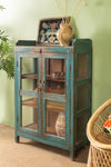 Teal Blue Vintage Display Cabinet <p>W:76cm D:36cm H:114cm </p>