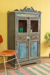 Vintage Blue Cabinet with Tiles <p>W:88cm D:44cm H:161cm </p>