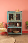 Pale Blue Vintage Shelves with Cabinet <p>W:101cm D:37cm H:158cm </p>