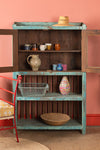 Pale Blue Vintage Shelves with Cabinet <p>W:101cm D:37cm H:158cm </p>
