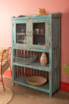 Pale Blue Vintage Shelves with Cabinet <p>W:101cm D:37cm H:158cm </p>