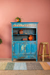 Vintage Blue Cupboard & Shelves with Tiles <p>W:110cm D:51cm H:156cm </p>