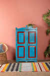 Blue & Red Vintage Cupboard <p>W:78cm D:38cm H:136cm </p>