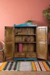 Blue & Red Vintage Cupboard <p>W:78cm D:38cm H:136cm </p>