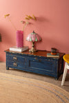 Navy Blue Vintage Storage Unit <p>W:102cm D:35cm H:36cm </p>