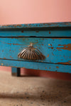 Vintage Blue Side Table with Drawer <p>W:64cm D:40cm H:30cm </p>