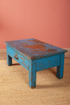 Vintage Blue Side Table with Drawer <p>W:64cm D:40cm H:30cm </p>