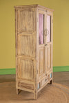 Vintage Cream Mirrored Almirah <p>W:90cm D:50cm H:178cm </p>