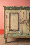 Vintage Pale Yellow & Green Sideboard <p>W:141cm D:61cm H:86cm </p>