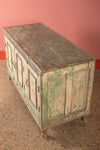 Vintage Pale Yellow & Green Sideboard <p>W:141cm D:61cm H:86cm </p>