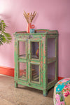 Vintage Green & Lilac Display Cabinet <p>W:62cm D:40cm H:97cm </p>