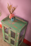 Vintage Green & Lilac Display Cabinet <p>W:62cm D:40cm H:97cm </p>