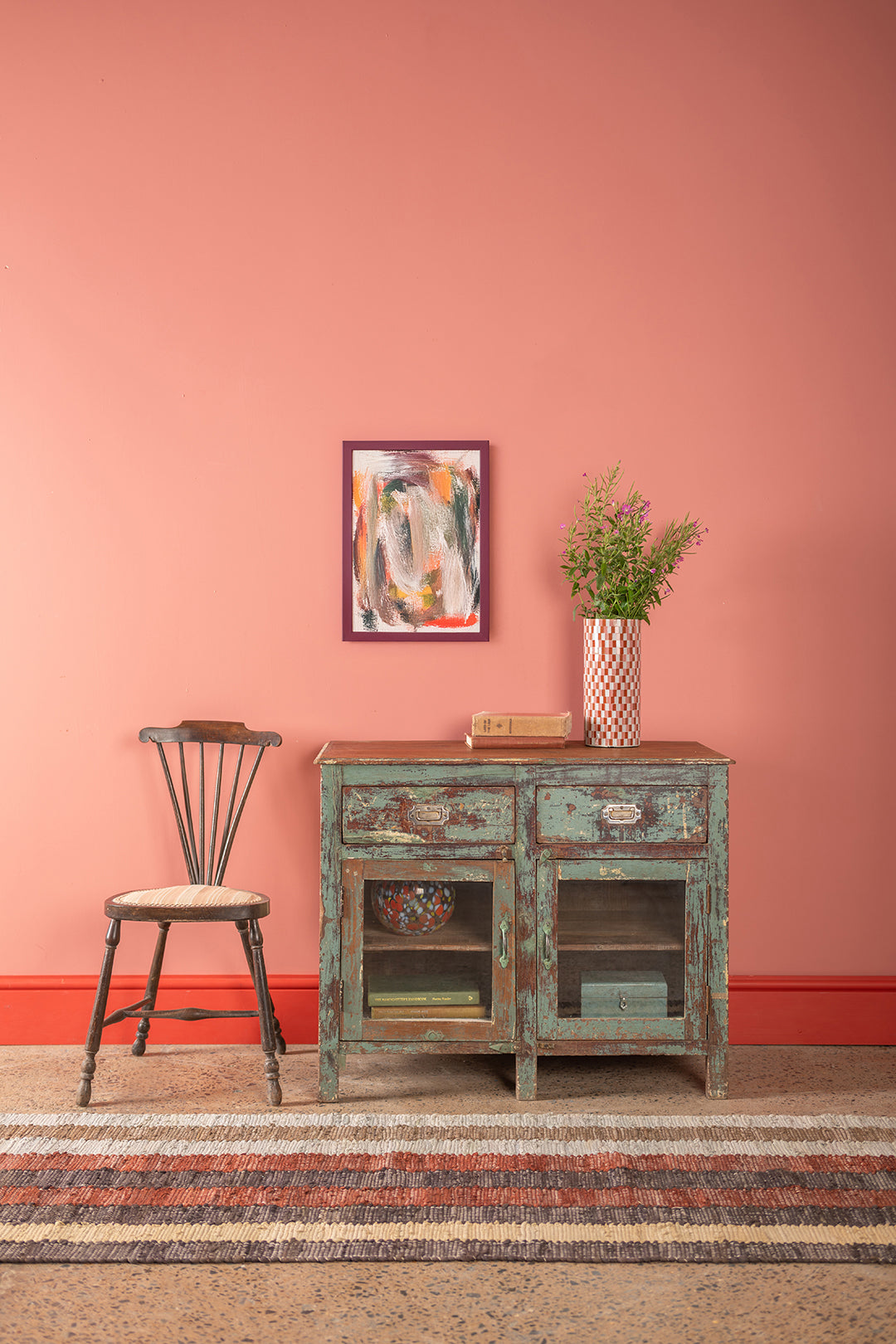 Vintage Slate Blue Cabinet <p>W:91cm D:47cm H:75.5cm </p>