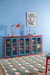Red & Blue Vintage Wall Showcase <p>W:181cm D:22cm H:88cm </p>